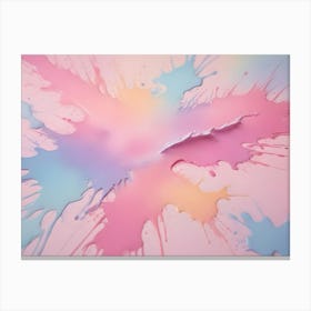 Abstract Image Of Colorful Paint Splatters On A Pink Background, Creating A Chaotic And Energetic Visual Effect Canvas Print