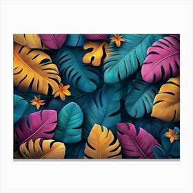 Art Pattern With Colorful Tropical Leaves Canvas Print