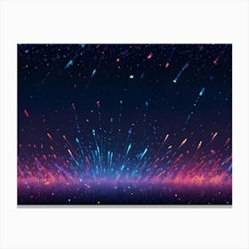 Abstract Image Of Colorful, Streaks Of Light, Resembling Fireworks Or A Cosmic Explosion, Against A Dark Background Canvas Print