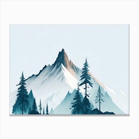Mountain And Forest In Minimalist Watercolor Horizontal Composition 210 Canvas Print