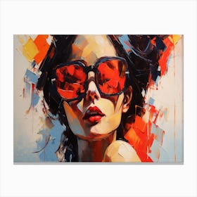 Woman In Red Sunglasses 19 Canvas Print