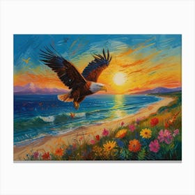 Eagle At Sunset Canvas Print