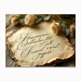 Calligraphic Handwriting Crafting An Elegant Thank You Note Swoops And Curls Of The Letters Intrica (5) Canvas Print