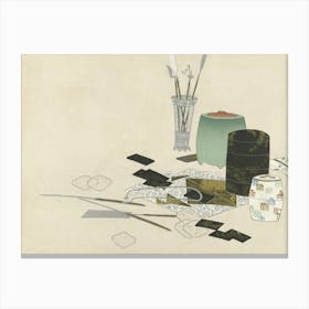 Art Supplies From Momoyogusa –Flowers Of A Hundred Generations (1909), Kamisaka Sekka Canvas Print