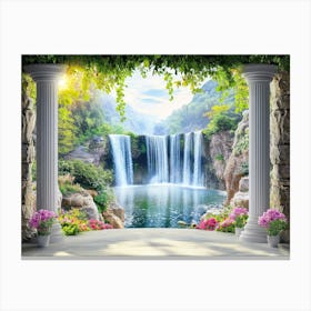 Photo With A View Of The Waterfall Canvas Print