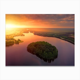 Sunset Over A Lake Canvas Print