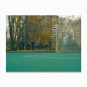 Autumn Leaves On A Tennis Court Canvas Print