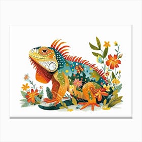 Little Floral Iguana 1 Canvas Print