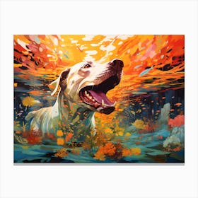 Great Dane Dog Swimming In The Sea Canvas Print