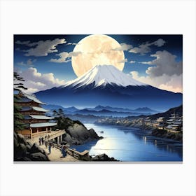 Moonlight Over Mount Fuji Canvas Print