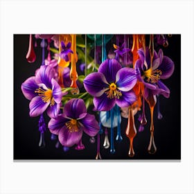 Paint Dripping Flowers - Ai Canvas Print