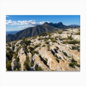 Mountain landscape and eroded limestone Canvas Print