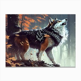 Wolf In The Woods 27 Canvas Print