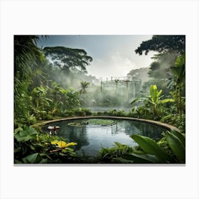 Duck Pond Nestled In A Lush Rainforest Transparent Arrow Signaling A Circular Cycle Of Sustainabili (6) Leinwandbild