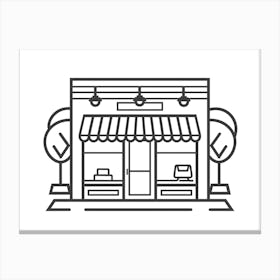 Shop Front Line Icon Vector Illustration 1 Canvas Print