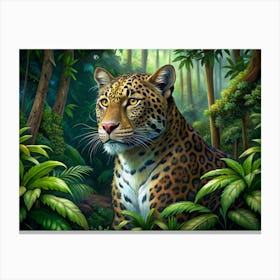 Leopard In Jungle Setting Canvas Print