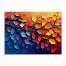 Elegant Colorful Tree With Vibrant Leaves Hanging Branches Painting Canvas Print