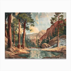 Retro Woods Illustration 6 Canvas Print