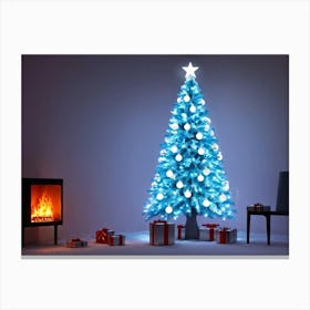 Christmas Tree Illuminated Season Home Background Holiday Merry Magic Fire Celebration Hou (21) Canvas Print