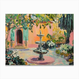 Fountain In The Garden Canvas Print