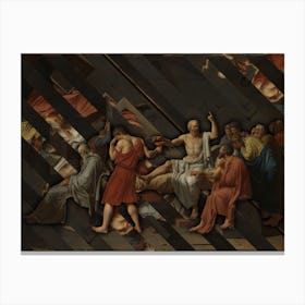 The Death Of Socrates by Jacques-Louis David Reconstructed Canvas Print