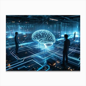 A Panoramic Illustration Of High Technology The Brain Represented As A Complex Server Emitting Stre (3) Canvas Print