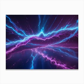 Abstract Image Of Blue And Purple Lightning Bolts, Creating A Sense Of Energy And Power Canvas Print