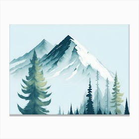 Mountain And Forest In Minimalist Watercolor Horizontal Composition 301 Canvas Print