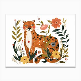 Little Floral Cougar 4 Canvas Print