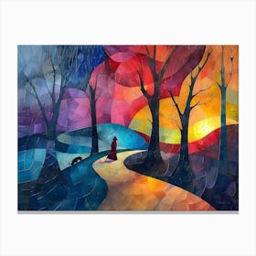 Path In The Woods, Cubism Canvas Print