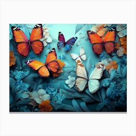 Butterflies And Flowers Canvas Print