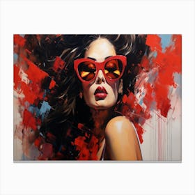 Woman In Red Sunglasses 4 Canvas Print
