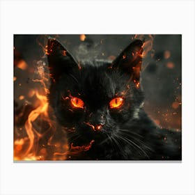 Black Cat On Fire 1 Canvas Print