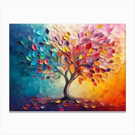 Elegant Colorful Tree with Vibrant Leaves Hanging Branches 1 Canvas Print