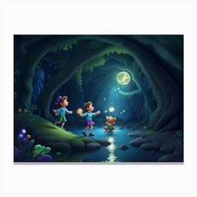 3d Animation Style Through Enchanted Forests And Sparkling Str 0 Canvas Print