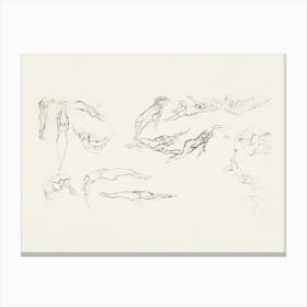 Vintage Swimming Sketch Canvas Print