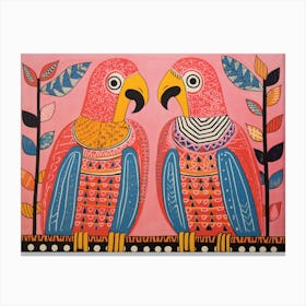 Macaw 3 Folk Style Animal Illustration Canvas Print
