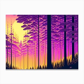 Sunset In The Forest Canvas Print