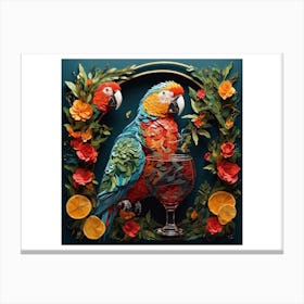 Parrot With Oranges Canvas Print