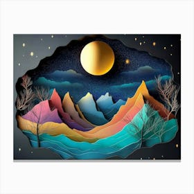 Night Sky With Mountains 1 Canvas Print