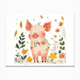 Little Floral Pig 3 Canvas Print