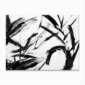 Black And White Brushstrokes Canvas Print