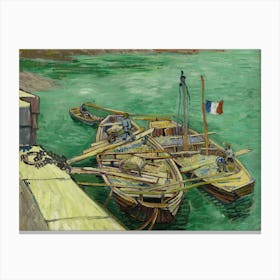 Van Gogh - Quay With Men Unloading Sand Barges Canvas Print