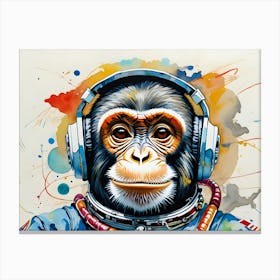 Colourful Astronaut Chimpanzee Canvas Print