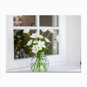 White Flowers In A Vase 2 Canvas Print