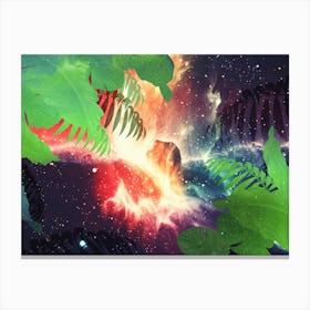 Tropical Space Neon Synthwave Jungle #6 Canvas Print