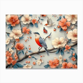 Bird On A Branch 1 Canvas Print