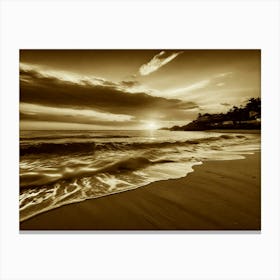 Sunset On The Beach By Daniel Adams Canvas Print