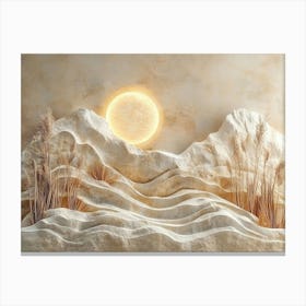 3d Abstract Representations of a Desert Landscape with Textured Sand Dunes and Sparse 1 Canvas Print