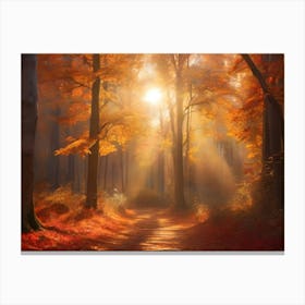 Forest With Sunbeams 02 Canvas Print